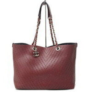 Chanel Perfo V Stitch Chevron Chain Tote Bag Bordeaux Caviar Leather